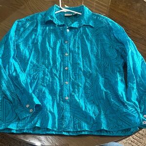Chico's Teal Patterned light weight  Shirt